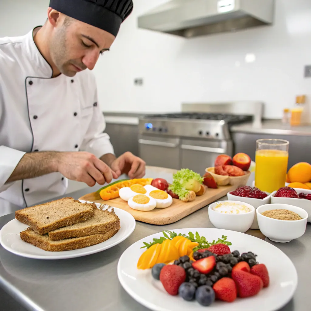 Chef preparing healthy breakfast